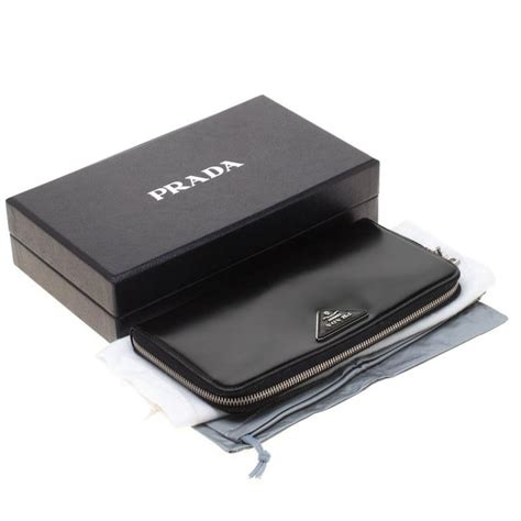 used prada black spazzolato leather travel wallet